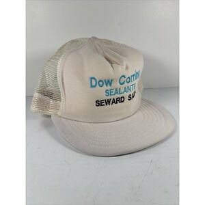 Dow Corning Sales White Workwear Snapback Trucker Hat Vintage Mesh Advertising